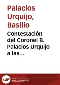 Contestación del Coronel B. Palacios Urquijo a las espresiones que aparecen en contra su escelencia el señor Jeneral Juan José Flores, en el número 14 del Republicano , publicado en esta capital, el domingo 4 de setiembre de 1831 | Biblioteca Virtual Miguel de Cervantes