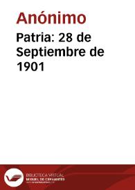 Patria: 28 de Septiembre de 1901 | Biblioteca Virtual Miguel de Cervantes