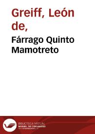 Fárrago Quinto Mamotreto | Biblioteca Virtual Miguel de Cervantes