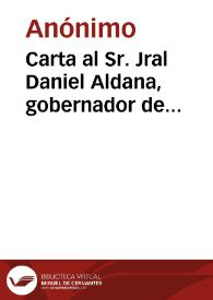 Carta al Sr. Jral Daniel Aldana, gobernador de Cundinamarca | Biblioteca Virtual Miguel de Cervantes