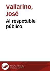 Al respetable público | Biblioteca Virtual Miguel de Cervantes