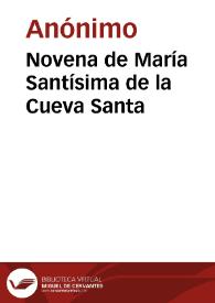 Novena de María Santísima de la Cueva Santa | Biblioteca Virtual Miguel de Cervantes