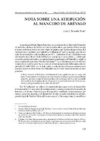 Nota sobre una atribución al Mancebo de Arévalo / Luis F. Bernabé Pons | Biblioteca Virtual Miguel de Cervantes