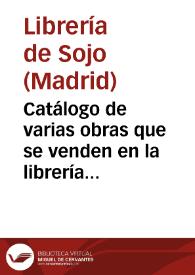 Catálogo de varias obras que se venden en la librería de Sojo, calle de las Carretas, y su precios. Historia eclesiástica, desde el establecimiento de ... | Biblioteca Virtual Miguel de Cervantes