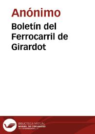 Boletín del Ferrocarril de Girardot | Biblioteca Virtual Miguel de Cervantes