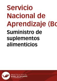 Suministro de suplementos alimenticios | Biblioteca Virtual Miguel de Cervantes