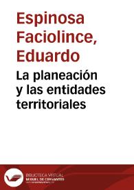 La planeación y las entidades territoriales | Biblioteca Virtual Miguel de Cervantes