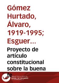 Proyecto de artículo constitucional sobre la buena fe | Biblioteca Virtual Miguel de Cervantes