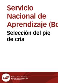 Selección del pie de cría | Biblioteca Virtual Miguel de Cervantes