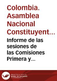 Informe de las sesiones de las Comisiones Primera y Quinta del día 15 de mayo de 1991 | Biblioteca Virtual Miguel de Cervantes