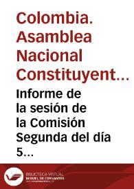 Informe de la sesión de la Comisión Segunda del día 5 de marzo de 1991 | Biblioteca Virtual Miguel de Cervantes