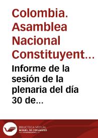 Informe de la sesión de la plenaria del día 30 de abril de 1991 | Biblioteca Virtual Miguel de Cervantes