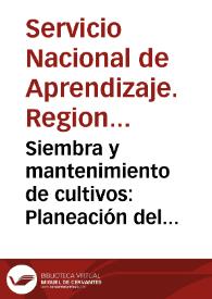 Siembra y mantenimiento de cultivos: Planeación del riego | Biblioteca Virtual Miguel de Cervantes