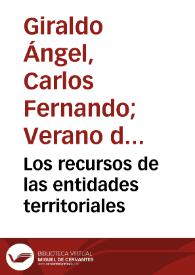 Los recursos de las entidades territoriales | Biblioteca Virtual Miguel de Cervantes