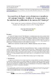 Los nombres de lugar como elementos evocadores del paisaje histórico. Análisis de la toponimia de los núcleos de población de la cuenca del Vinalopó / Joan Carles Membrado-Tena, Emilio Iranzo-García | Biblioteca Virtual Miguel de Cervantes