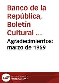 Agradecimientos: marzo de 1959 | Biblioteca Virtual Miguel de Cervantes