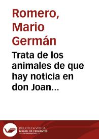 Trata de los animales de que hay noticia en don Joan de Castellanos | Biblioteca Virtual Miguel de Cervantes