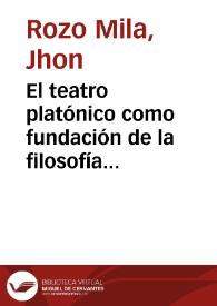 El teatro platónico como fundación de la filosofía occidental | Biblioteca Virtual Miguel de Cervantes