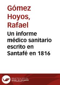 Un informe médico sanitario escrito en Santafé en 1816 | Biblioteca Virtual Miguel de Cervantes