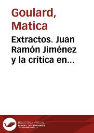 Extractos. Juan Ramón Jiménez y la crítica en Escandinavia | Biblioteca Virtual Miguel de Cervantes