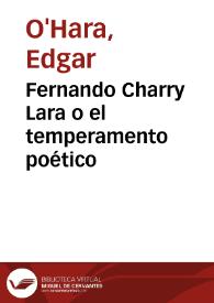 Fernando Charry Lara o el temperamento poético | Biblioteca Virtual Miguel de Cervantes