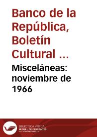 Misceláneas: noviembre de 1966 | Biblioteca Virtual Miguel de Cervantes