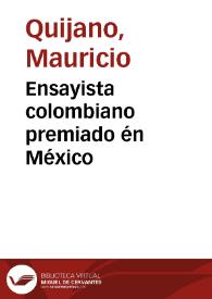 Ensayista colombiano premiado én México | Biblioteca Virtual Miguel de Cervantes