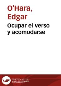 Ocupar el verso y acomodarse | Biblioteca Virtual Miguel de Cervantes