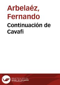 Continuación de Cavafi | Biblioteca Virtual Miguel de Cervantes