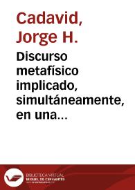 Discurso metafísico implicado, simultáneamente, en una exigencia moral y conceptual | Biblioteca Virtual Miguel de Cervantes