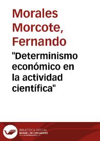 "Determinismo económico en la actividad científica" | Biblioteca Virtual Miguel de Cervantes