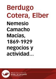 Nemesio Camacho Macías, 1869-1929 negocios y actividad política en Cundinamarca, Cauca, Antioquia y Tolima | Biblioteca Virtual Miguel de Cervantes