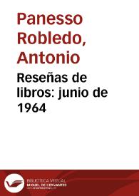 Reseñas de libros: junio de 1964 | Biblioteca Virtual Miguel de Cervantes