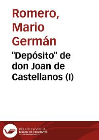 "Depósito" de don Joan de Castellanos (I) | Biblioteca Virtual Miguel de Cervantes