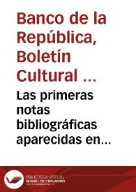 Las primeras notas bibliográficas aparecidas en Colombia | Biblioteca Virtual Miguel de Cervantes