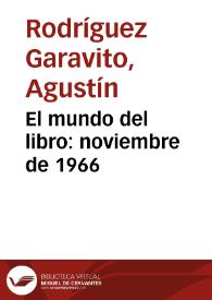 El mundo del libro: noviembre de 1966 | Biblioteca Virtual Miguel de Cervantes