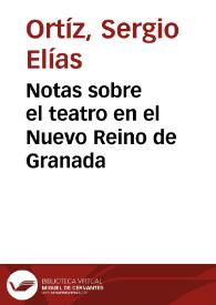 Notas sobre el teatro en el Nuevo Reino de Granada | Biblioteca Virtual Miguel de Cervantes