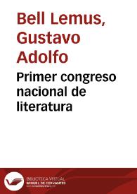 Primer congreso nacional de literatura | Biblioteca Virtual Miguel de Cervantes