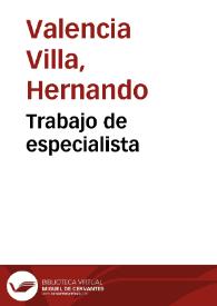 Trabajo de especialista | Biblioteca Virtual Miguel de Cervantes