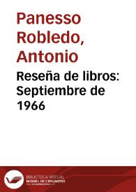 Reseña de libros: Septiembre de 1966 | Biblioteca Virtual Miguel de Cervantes