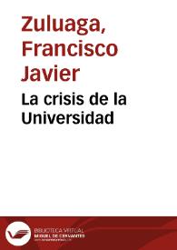 La crisis de la Universidad | Biblioteca Virtual Miguel de Cervantes