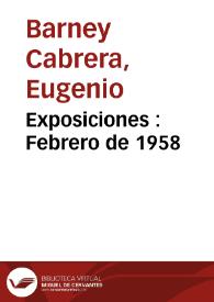 Exposiciones : Febrero de 1958 | Biblioteca Virtual Miguel de Cervantes