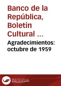 Agradecimientos: octubre de 1959 | Biblioteca Virtual Miguel de Cervantes