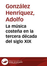 La música costeña en la tercera década del siglo XIX | Biblioteca Virtual Miguel de Cervantes