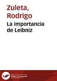 La importancia de Leibniz | Biblioteca Virtual Miguel de Cervantes