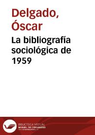 La bibliografía sociológica de 1959 | Biblioteca Virtual Miguel de Cervantes