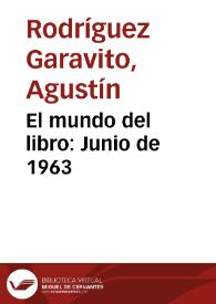 El mundo del libro: Junio de 1963 | Biblioteca Virtual Miguel de Cervantes