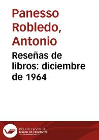 Reseñas de libros: diciembre de 1964 | Biblioteca Virtual Miguel de Cervantes