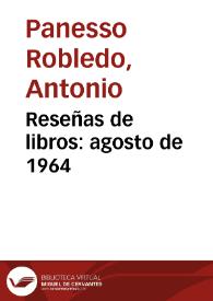 Reseñas de libros: agosto de 1964 | Biblioteca Virtual Miguel de Cervantes