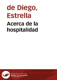 Acerca de la hospitalidad | Biblioteca Virtual Miguel de Cervantes